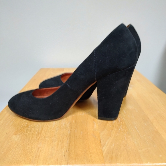 Madewell Shoes - Madewell | Frankie Pump Black Suede Leather Heels Round Toe Style 04711 Size 8